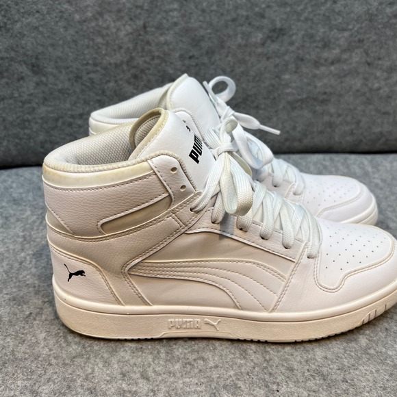 Puma Rebound‎ High Top Sneakers Classic Casual Shoes White Mens Size 8.5 - Picture 4 of 10